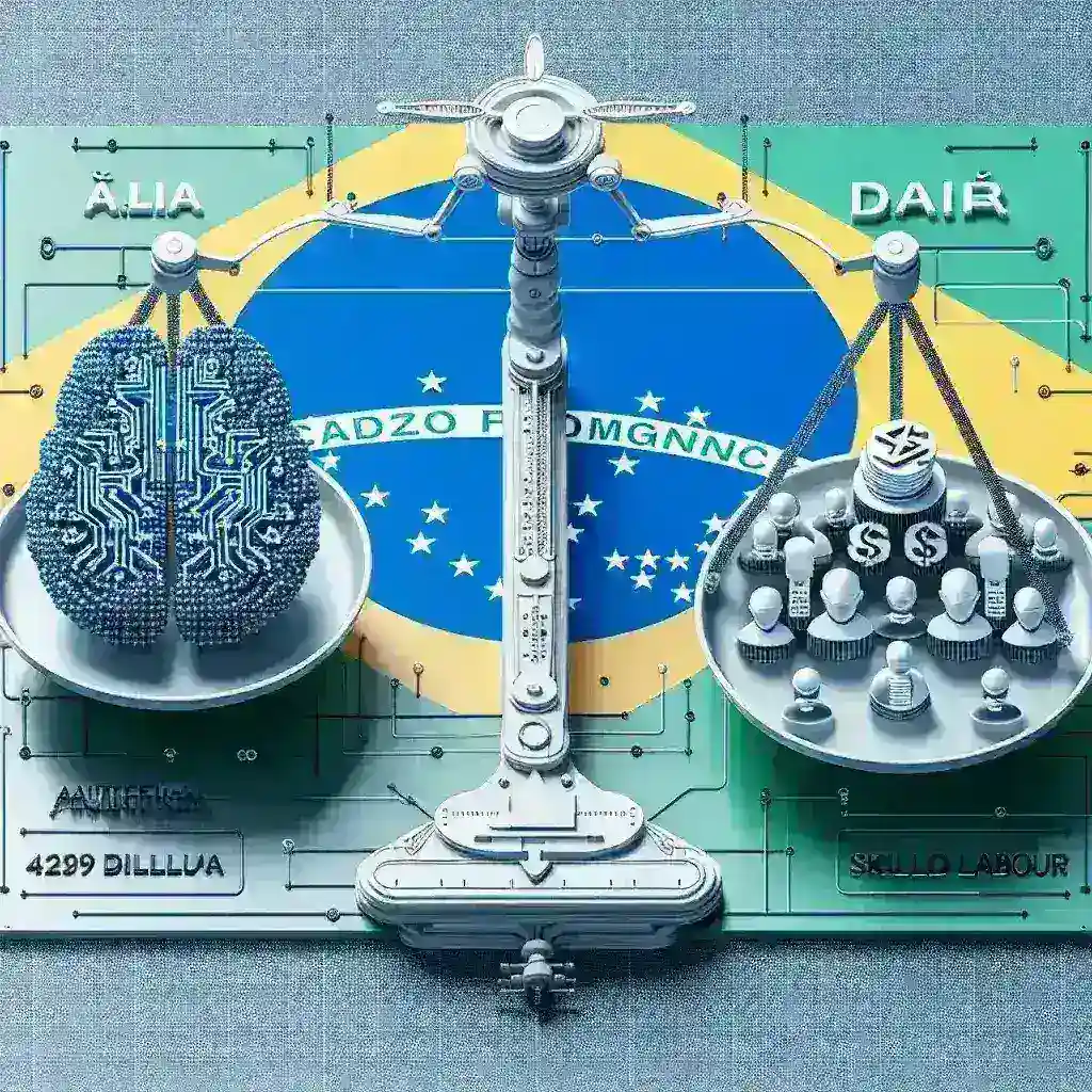 "Gráfico ilustrando o impacto de US$ 429 bilhões da IA no PIB do Brasil e a importância da qualificação da mão de obra para maximizar os benefícios econômicos."